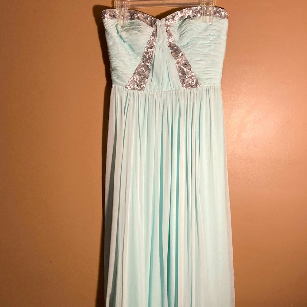 NWT Rebecca Taylor mint silk sequin strapless gown